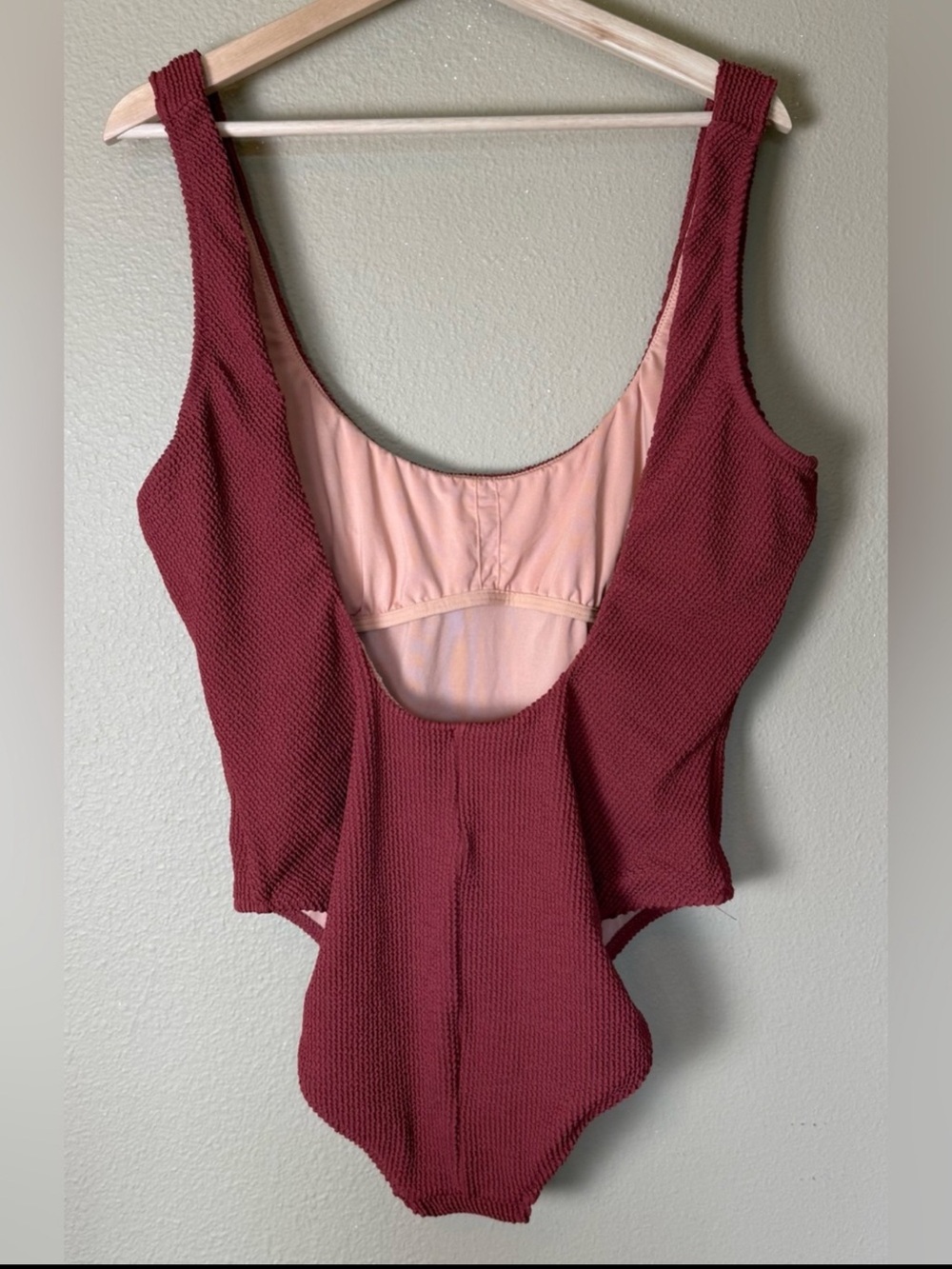 J. Crew Textured Scoop One-Piece Swimsuit - NWT Burgundy Size 16 - Picture 4 of 7
